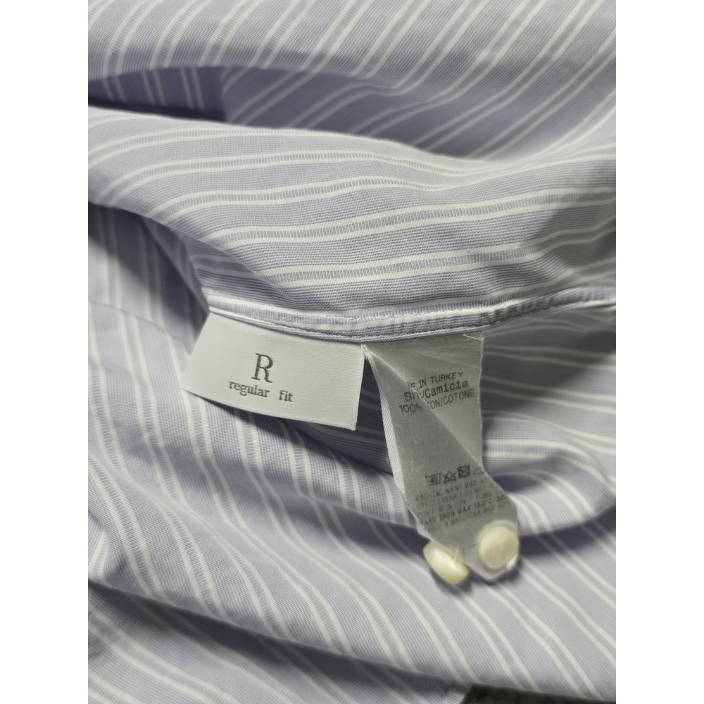Ermenegildo Zegna Shirt Mens L 41 16 Purple Stripe Long Sleeve Button Up Cotton - Picture 10 of 14